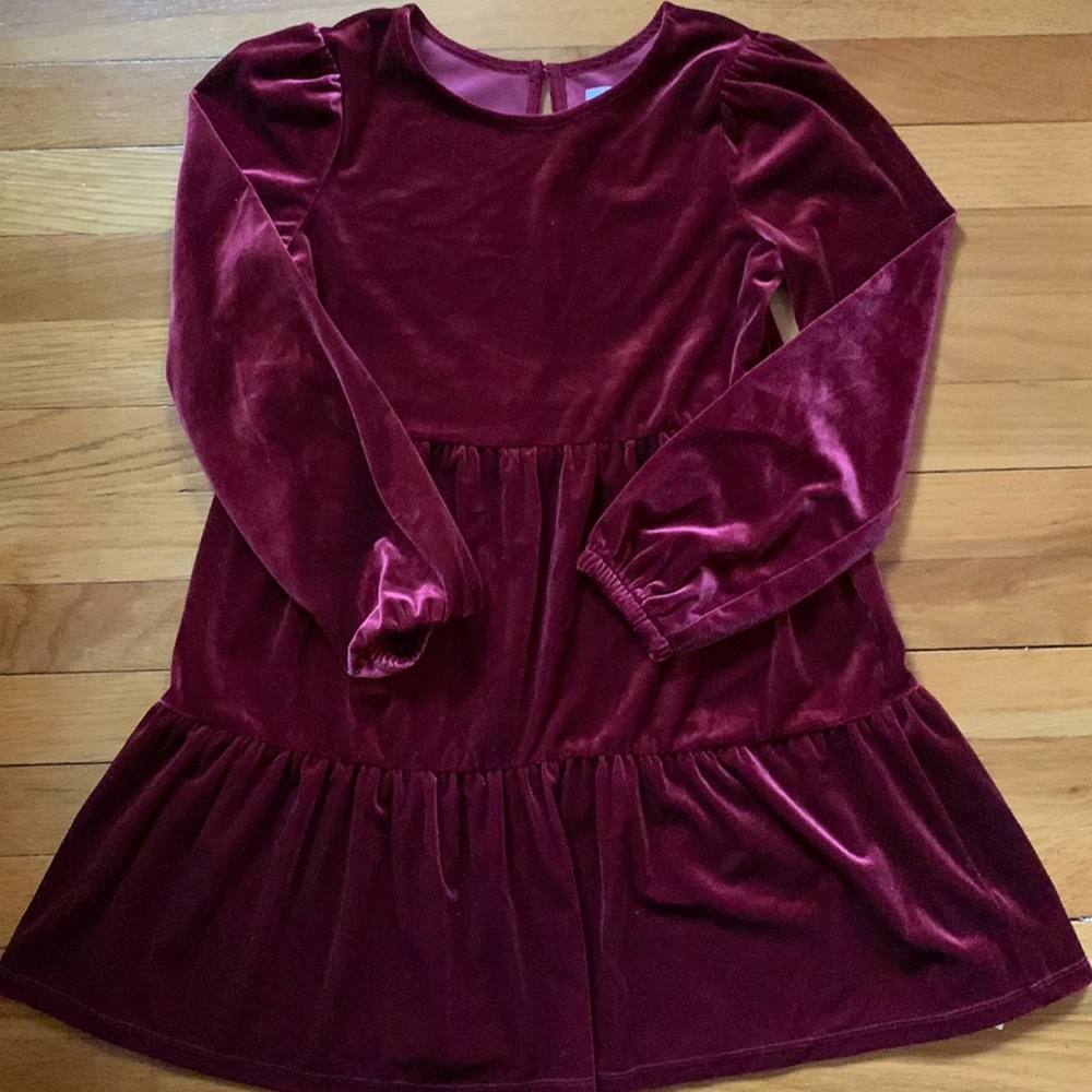 ⭐️ GAP Girls Velour Wine Colored Girls Holiday Special Occasion Christmas Dress
